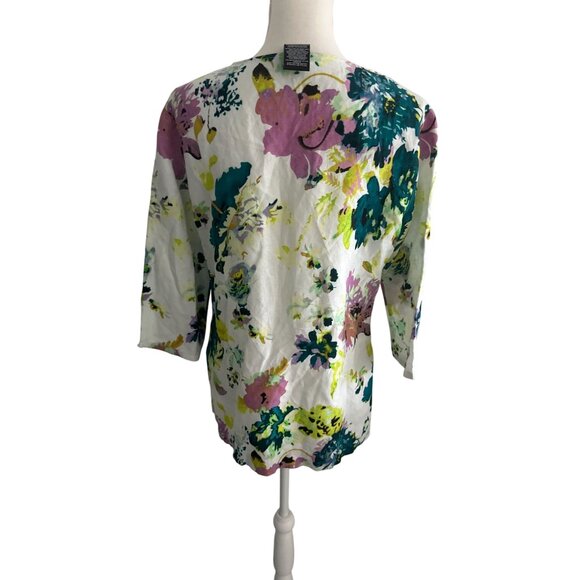 PREMISE Floral Linen Blend Tunic Top Size Small - Picture 2 of 5